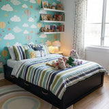 4-Drawer Wood Platform Full Bed BEDS Navy 55.5w77d15h