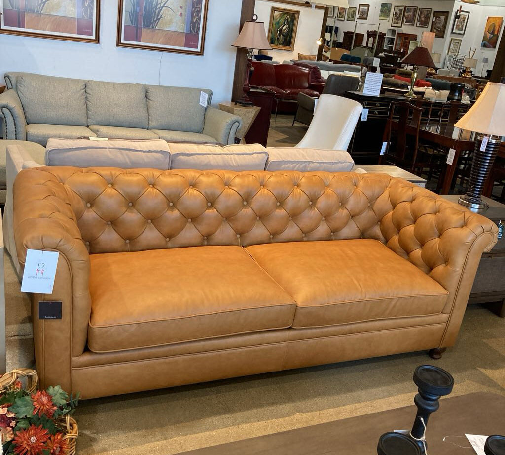 Poly & Bark Lyon Leather SOFA Oscuro Brown 87.5w34d31h