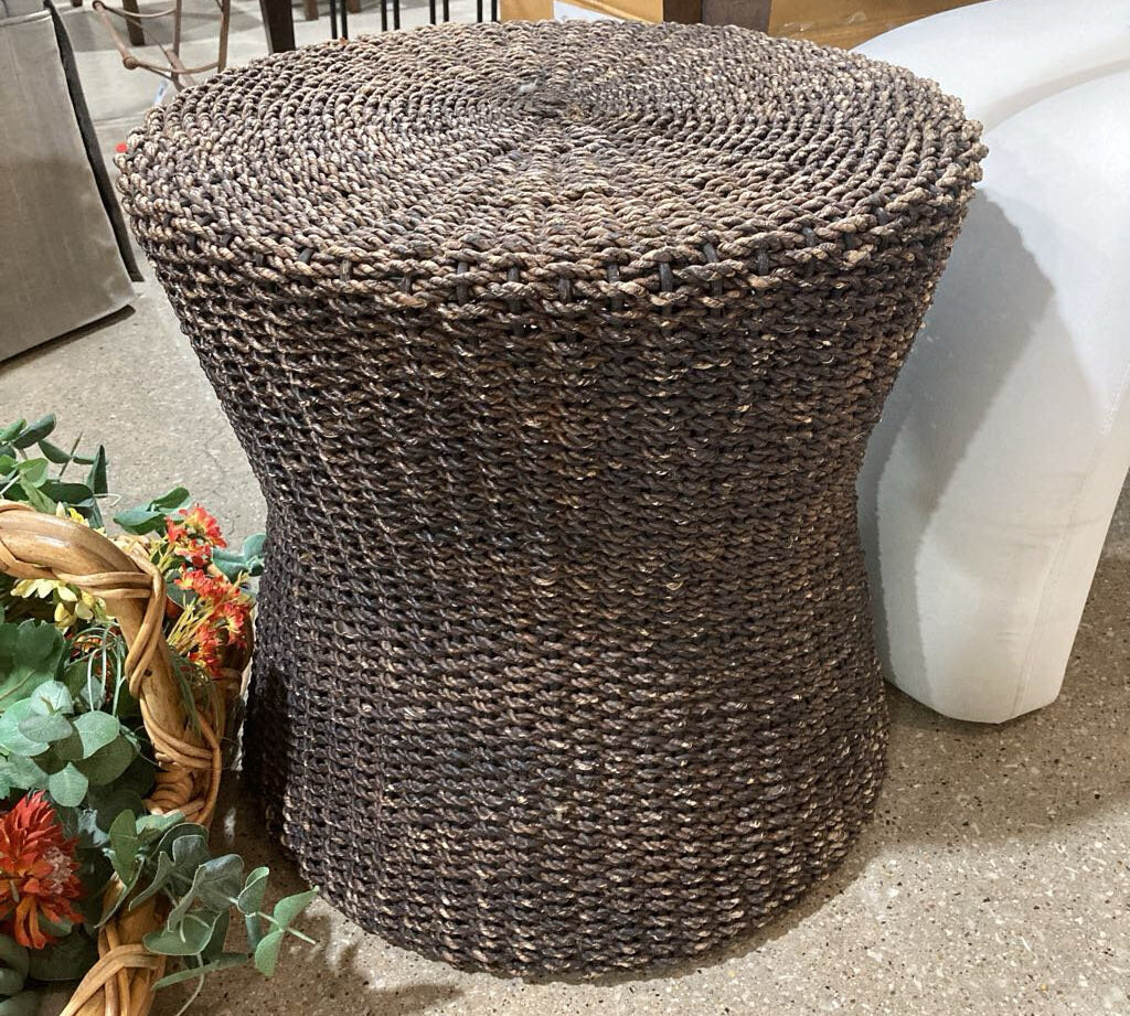 Crate & Barrel Dark Abaca Wicker Stool FURNITURE 19d19h