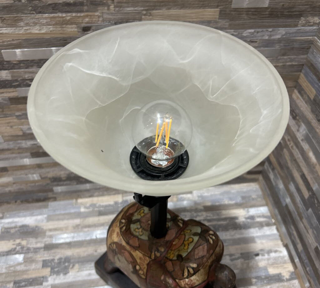 Elephant Base w/ Glass Shade TABLE LAMP 8w4d17h