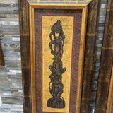 2pc African Stacked Sculpture Depictions ART WORK 13x25