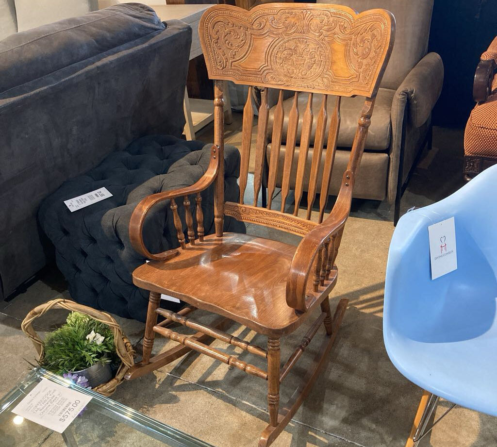 Carved Back Solid Oak ROCKING CHAIRS 24w20d41h