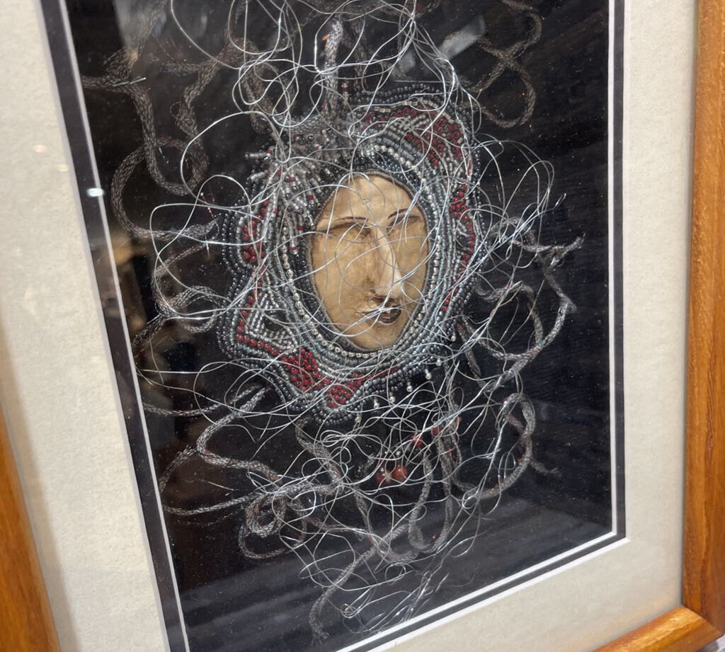 Theda Skeeter Aschinger Mixed Media Sculptural Art in Shadow Box ART WORK 12Wx2.5Dx15H