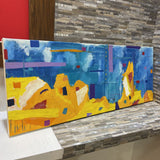 Modern Abstract Original Painting on Canvas By Jesse Blanchard Signed ART WORK 45Wx18H