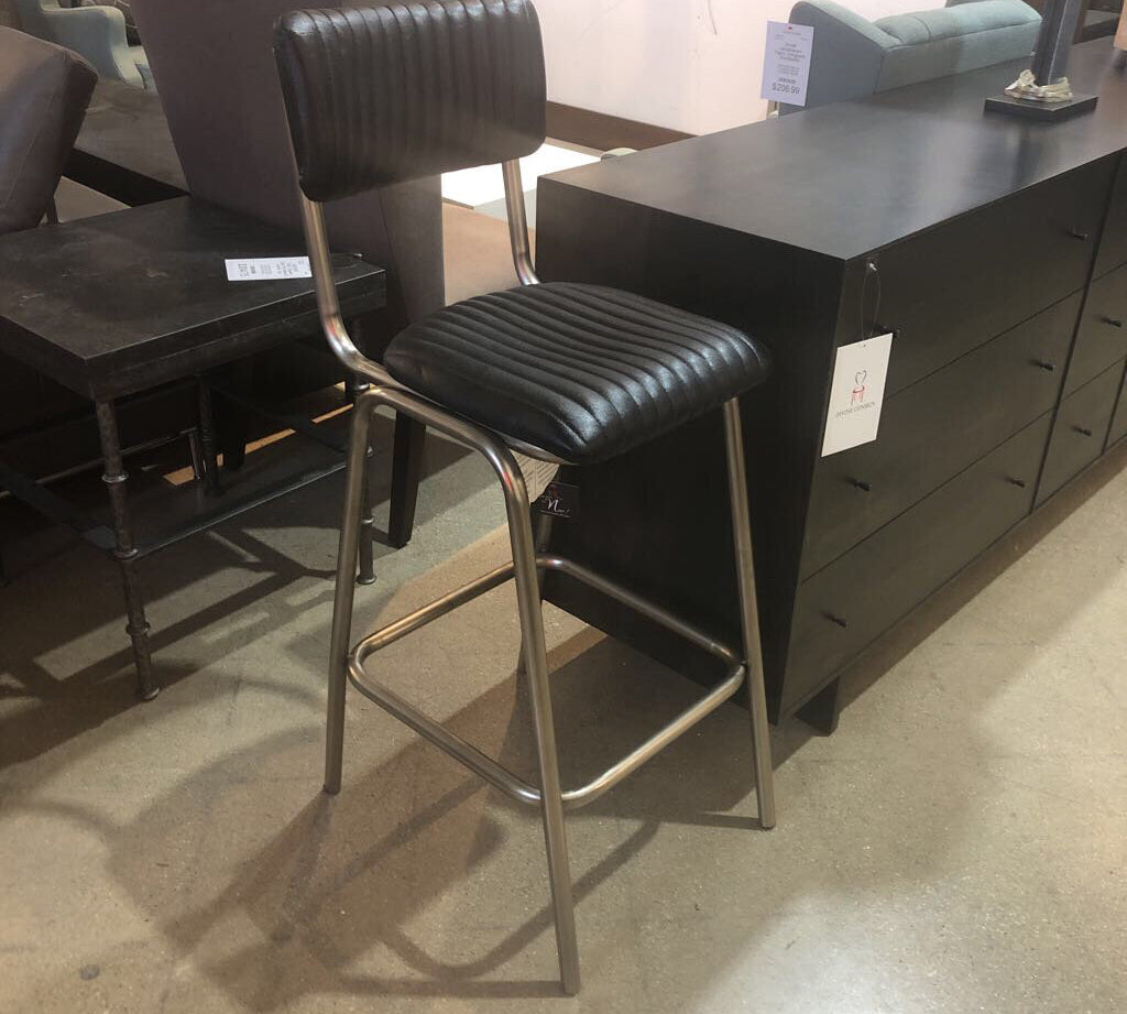 Waylon Leather Bar Height BAR/COUNTER STOOL Black 16Wx21Dx43H