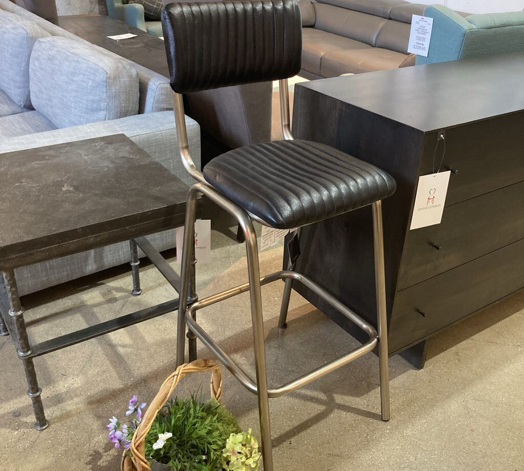 Waylon Leather Bar Height BAR/COUNTER STOOL Black 16Wx21Dx43H