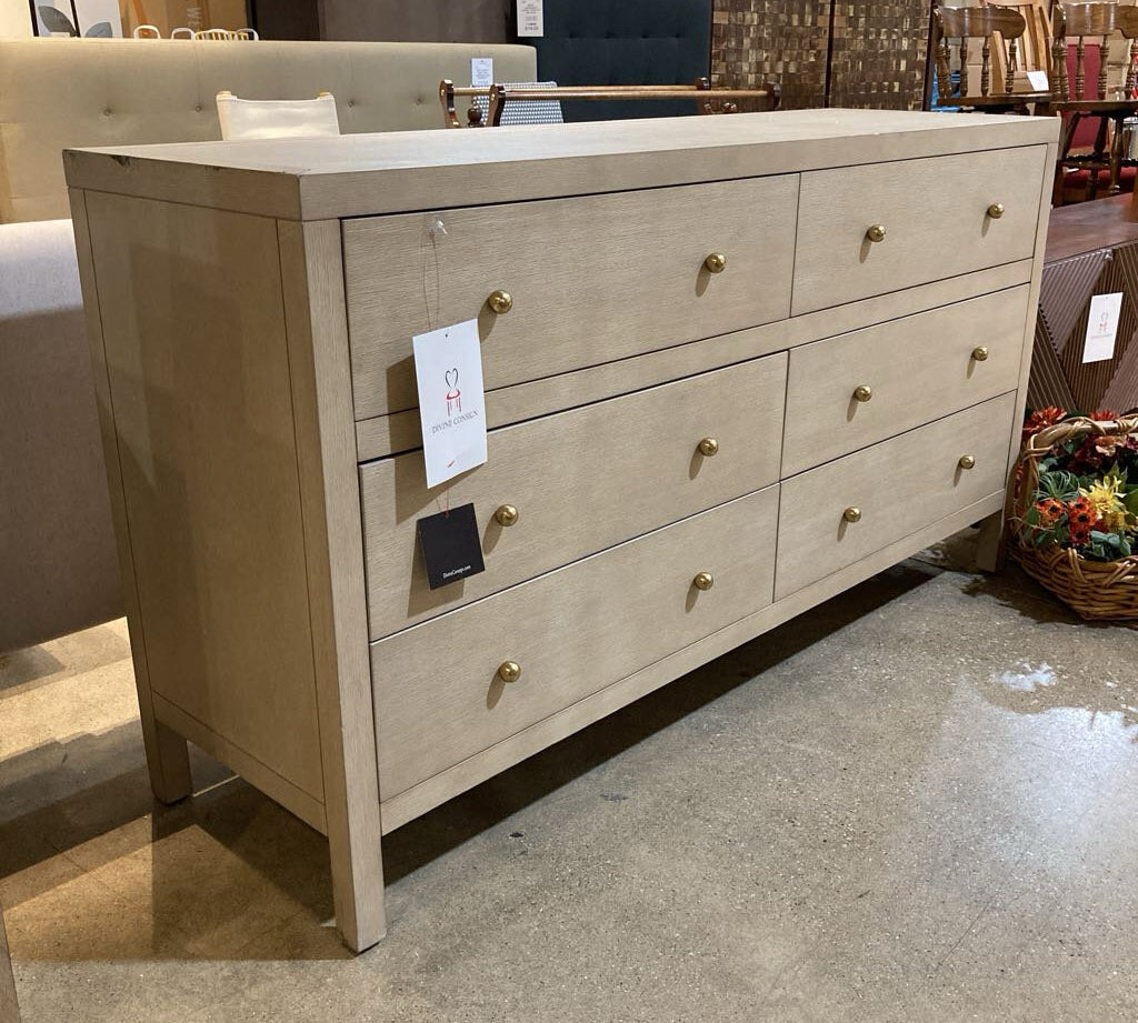 Celine 6-Drawer DRESSERS/CHESTS Taupe/Gold 60Wx18Dx33H