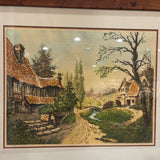 Antique Rene Barnaix "La Valle" Aquatint Etching ART WORK 338Wx28H