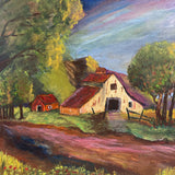 Original Rural Landscape Painting on Board Signed Jeff K ART WORK 24Wx20H