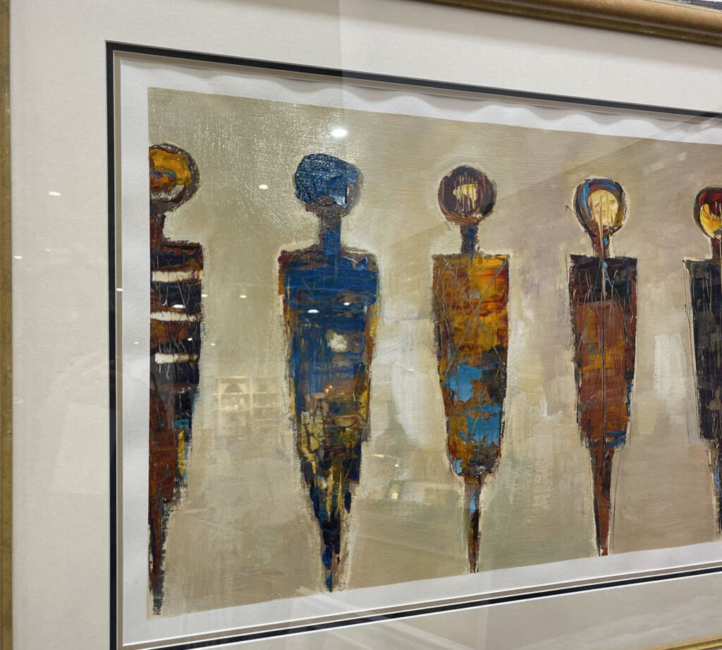 Original Michael Nisperos 6-Figure Brutalist Style ART WORK 48Wx33H