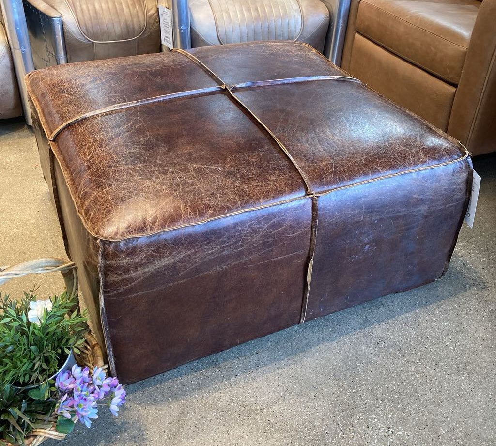 Moe's Home Collection Stamford Leather Square OTTOMANS 34w34d16h
