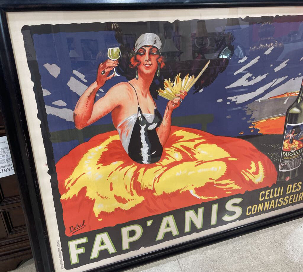 French Fap'Anis Liquor Advertising Poster By Deval - Vintage Reproduction ART WORK 55Wx43H