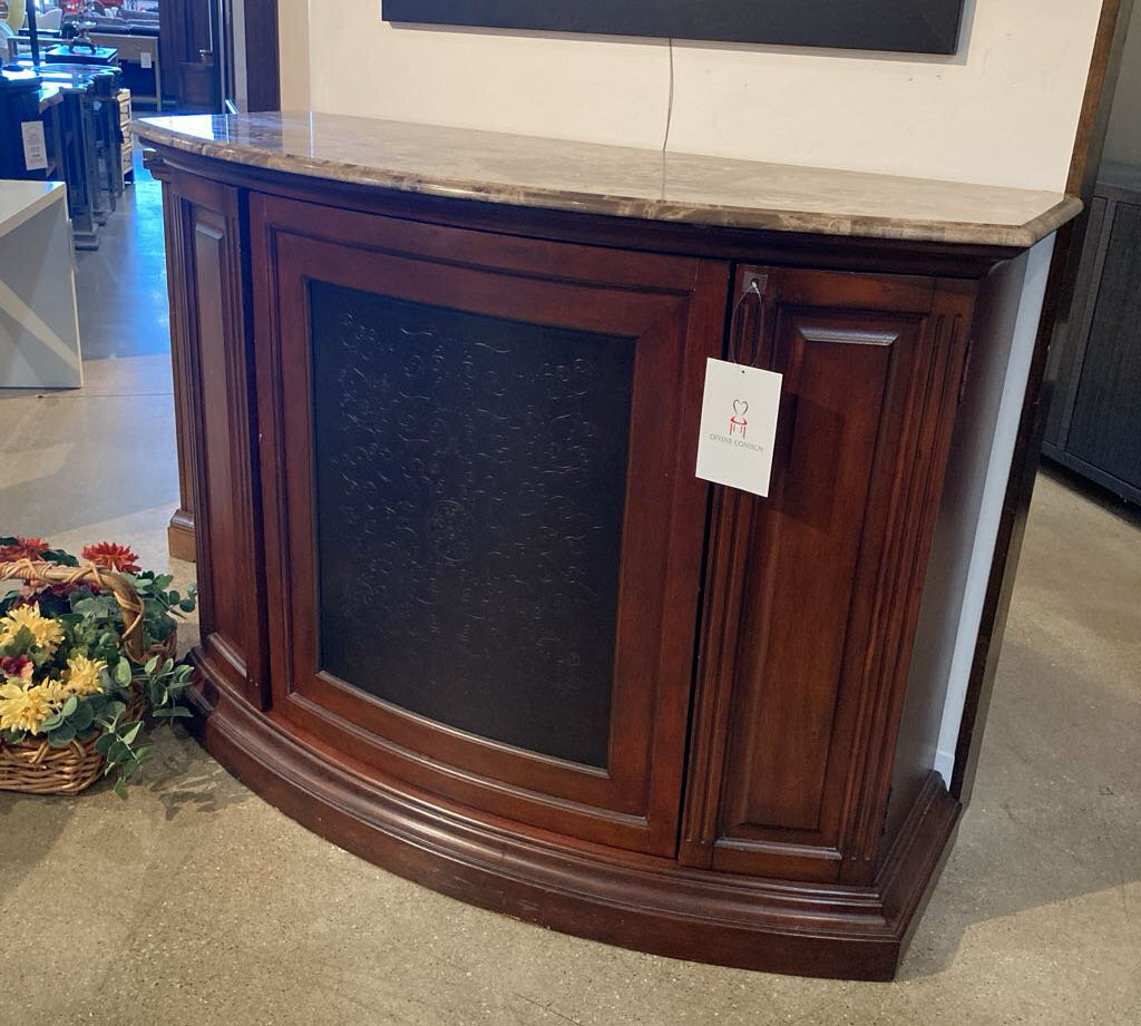 Traditional Demilune Marble Top Bar FURNITURE 54w22d41h