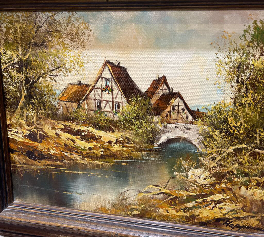 Vintage Original Rural Scenic Painting ART WORK 15Wx12H