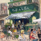 Denis Carriere French Original Outdoor Cafe Scene Painting on Board ART WORK 22Wx26H