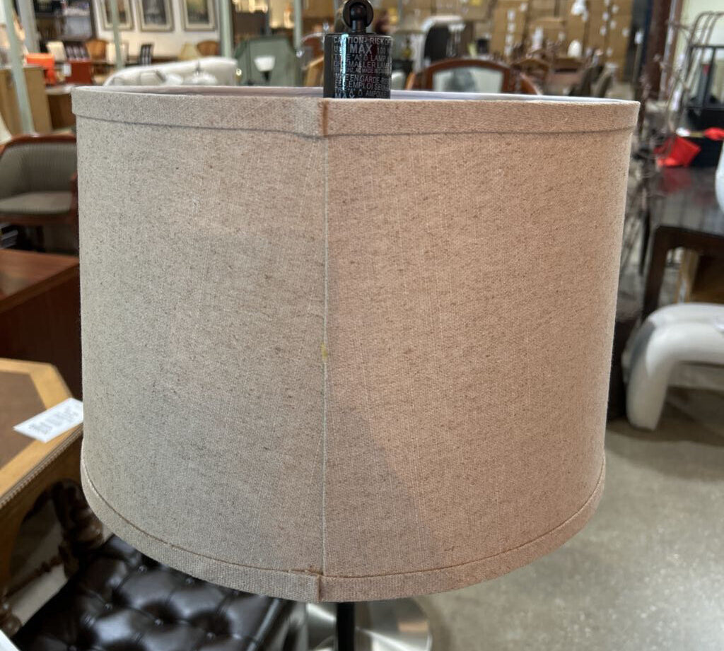 Black Metal w/ Flax Shade FLOOR LAMP 36Wx12Dx62H