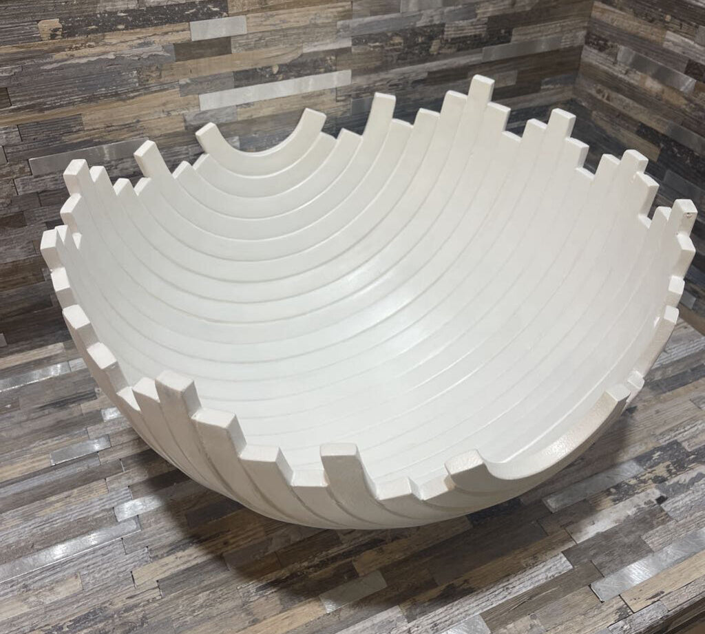 Regina Andrew Basalt Sculptural Metal Bowl ACCESSORIES White 16.5Wx9H