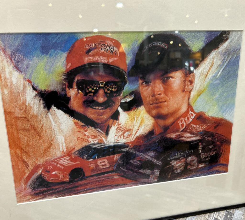 Dale Earnhardt Jr. & Sr. Framed Print ART WORK 20x16