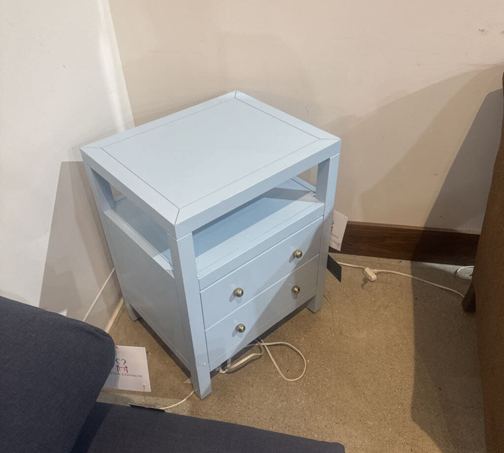 Celine 2-Drawer NIGHTSTAND Light Blue/Gold 21w17d27h