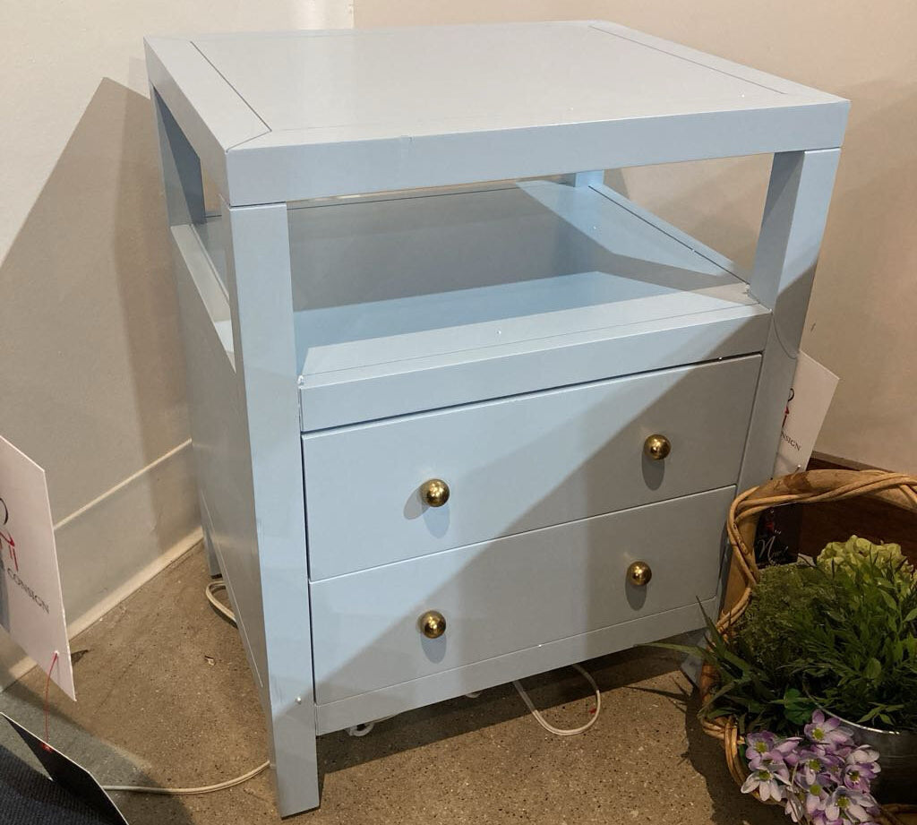 Celine 2-Drawer NIGHTSTAND Light Blue/Gold 21w17d27h