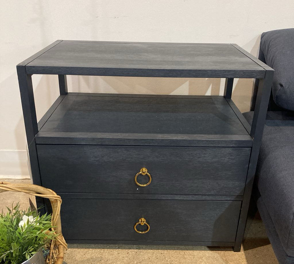 Lark 2-Drawer NIGHTSTAND Navy/Gold 28w17d26h