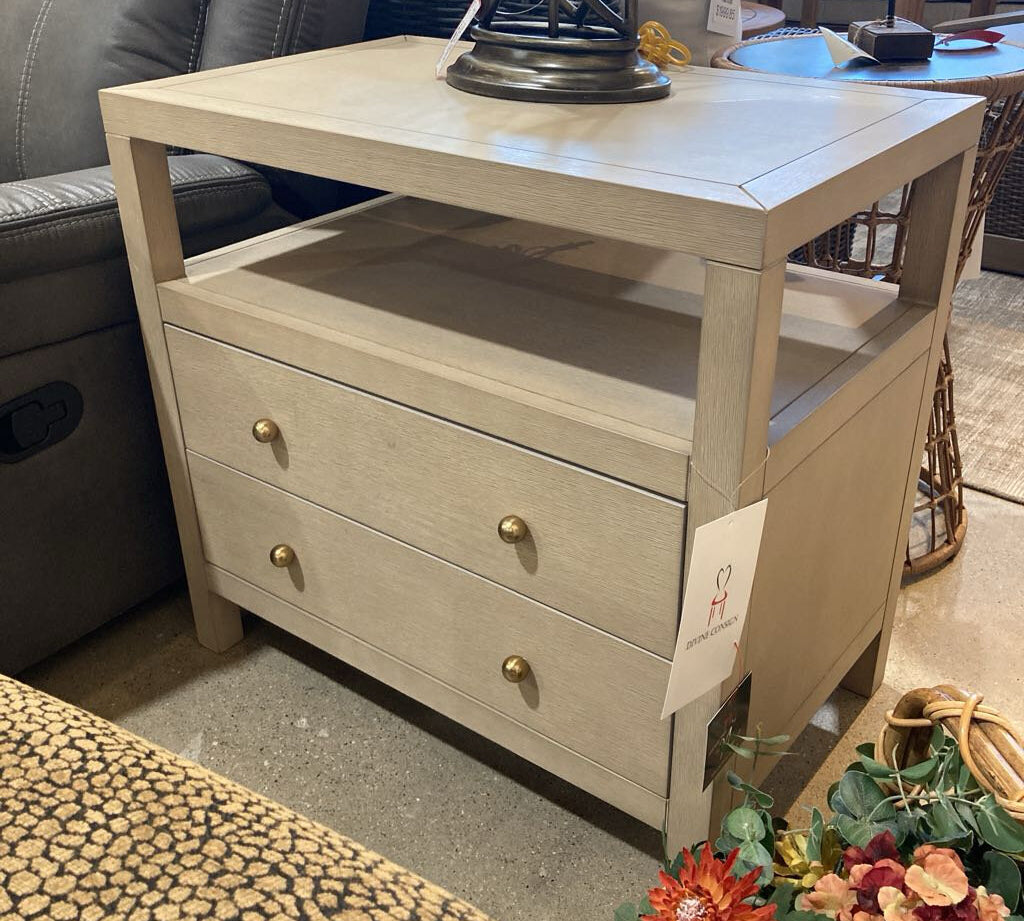 Celine 2-Drawer NIGHTSTAND Light Ash/Gold 28w17d27h