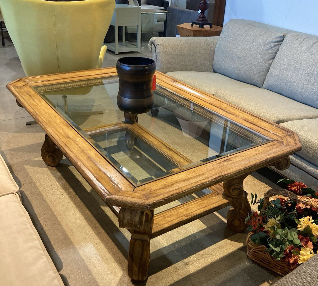 Marge Carson Tiered Neoclassical Style COFFEE/COCKTAIL TABLE 60w40d22h