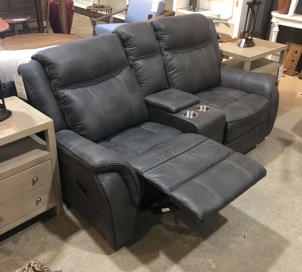 Coaster Conrad Reclining 2-Seat w/ Center Console LOVE SEAT Gray 76.5w41d40h