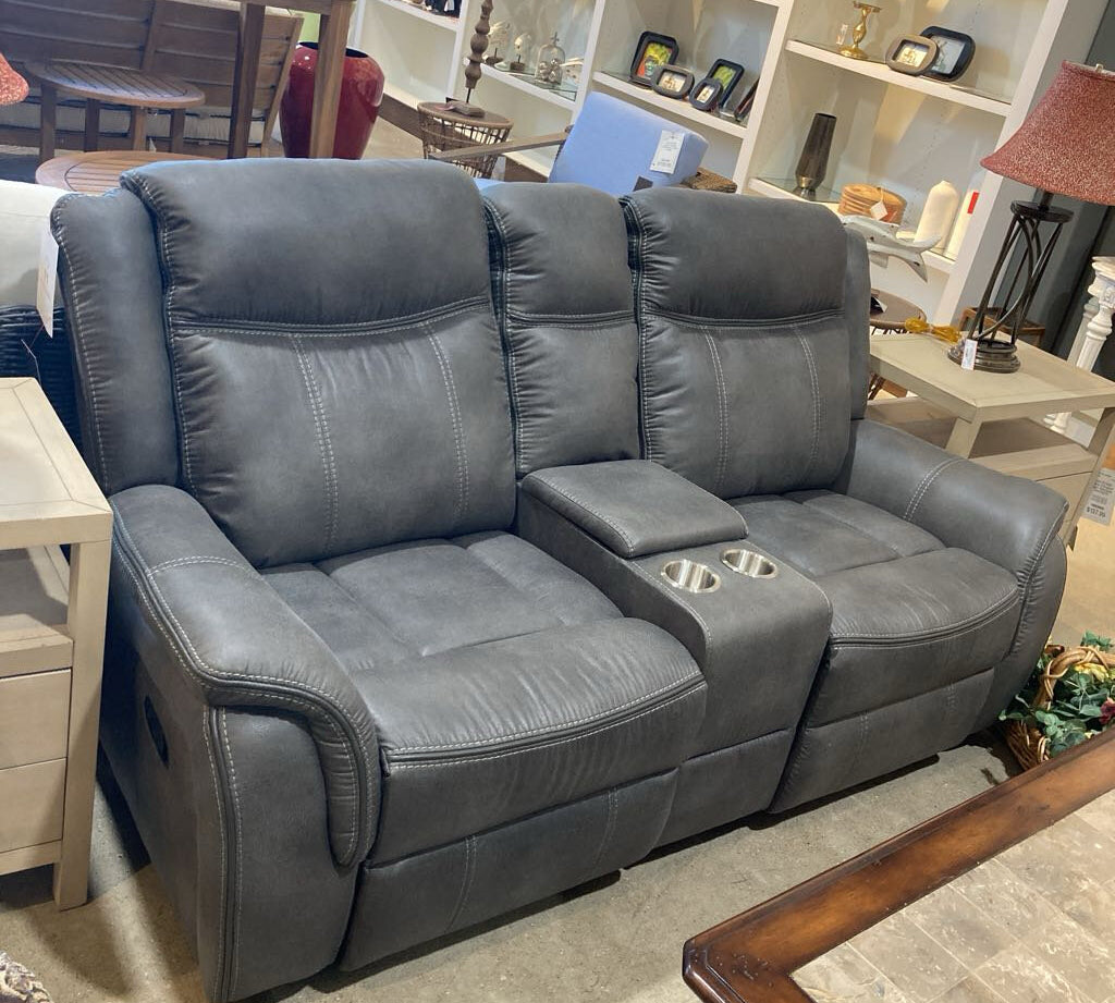 Coaster Conrad Reclining 2-Seat w/ Center Console LOVE SEAT Gray 76.5w41d40h
