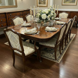 Henredon Banded Mahogany Double Pedestal w/ Three 22" Leaves DINING TABLE 86w52d30.5h