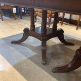 Henredon Banded Mahogany Double Pedestal w/ Three 22" Leaves DINING TABLE 86w52d30.5h