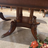Henredon Banded Mahogany Double Pedestal w/ Three 22" Leaves DINING TABLE 86w52d30.5h