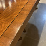 Henredon Banded Mahogany Double Pedestal w/ Three 22" Leaves DINING TABLE 86w52d30.5h