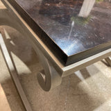 Ethan Allen Rectangular Scrolled Silver Base END/SIDE TABLE 45w26d19h
