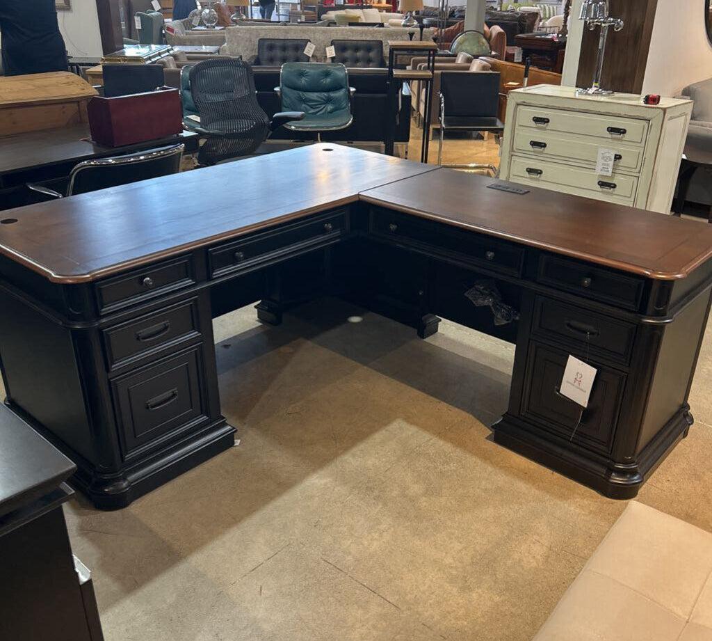Roanoke Black L-Shape Desk DESKS 76w69.5d31h