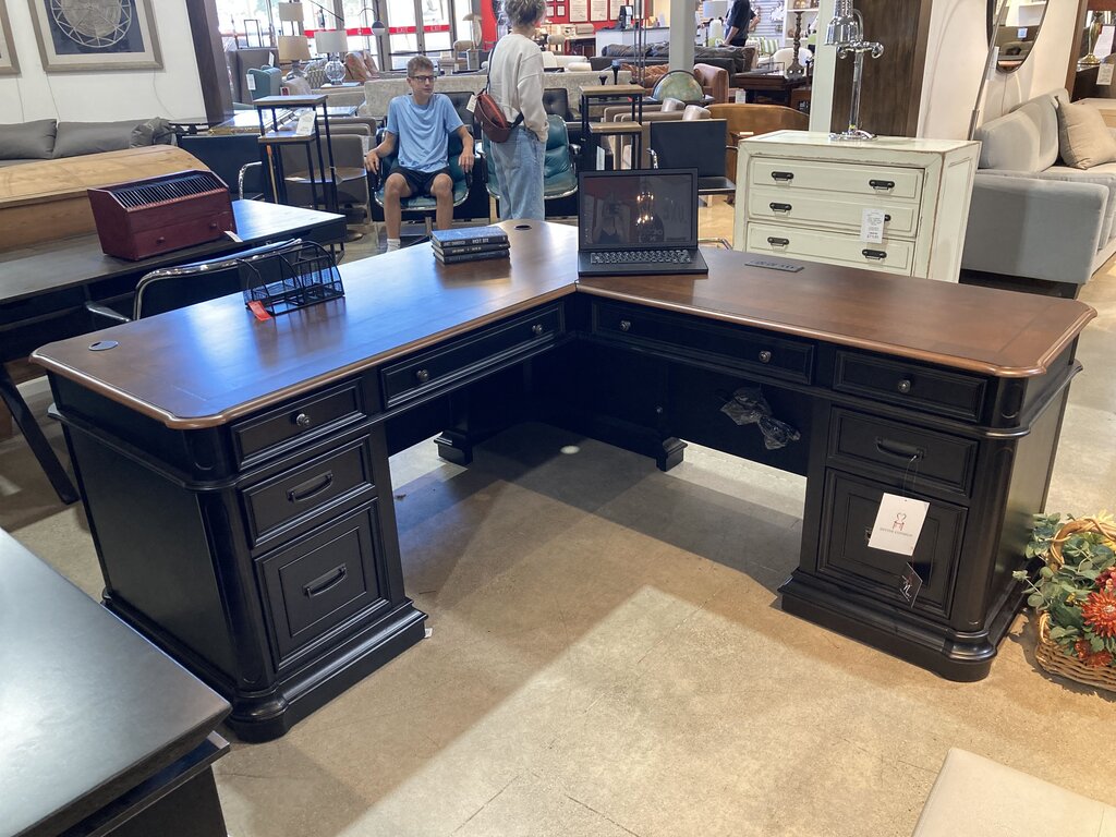 Roanoke Black L-Shape Desk DESKS 76w69.5d31h