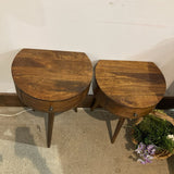 2pc Set MCM Staggered Wood 1-Drawer END/SIDE TABLE 16w12.5d22h