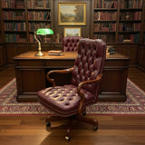 English Regency Tufted Executive Chair OFFICE CHAIRS Maroon 26w24d43h