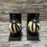 Porcelain Orb Bookend Set Of 2 ACCESSORIES Black/White 6w4d8h