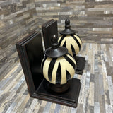 Porcelain Orb Bookend Set Of 2 ACCESSORIES Black/White 6w4d8h