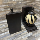 Porcelain Orb Bookend Set Of 2 ACCESSORIES Black/White 6w4d8h