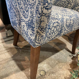 Crate & Barrel Modern High Wingback Paisley Pattern CHAIR Blue / White 26Wx25Dx44H