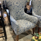 Crate & Barrel Modern High Wingback Paisley Pattern CHAIR Blue / White 26Wx25Dx44H