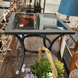 Metal Frame w/ Smoke Glass Insert Top SIDE TABLE 20Wx20Dx19H