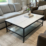 Basset Mirror Co. Whitman Rectangular Marble Top COFFEE/COCKTAIL TABLE 48w32d18h