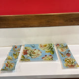 5pc Set Lisa Audit Floral Glass Dish Tray Set ACCESSORIES 16Wx12H largest