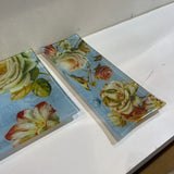 5pc Set Lisa Audit Floral Glass Dish Tray Set ACCESSORIES 16Wx12H largest