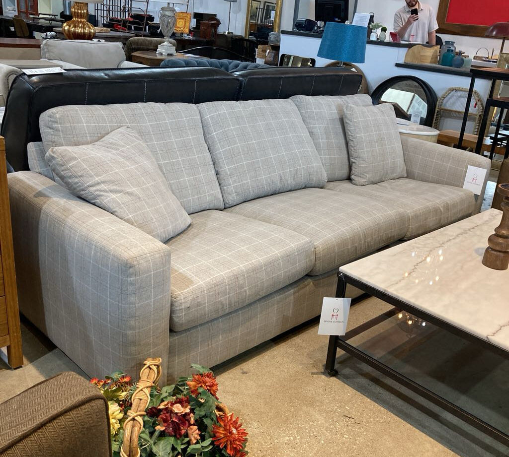 Mcreary Modern Plaid Fabric Track Arm SOFA 96w37d28h