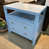Celine 2-Drawer NIGHTSTAND Light Blue/Gold 28w17d27h