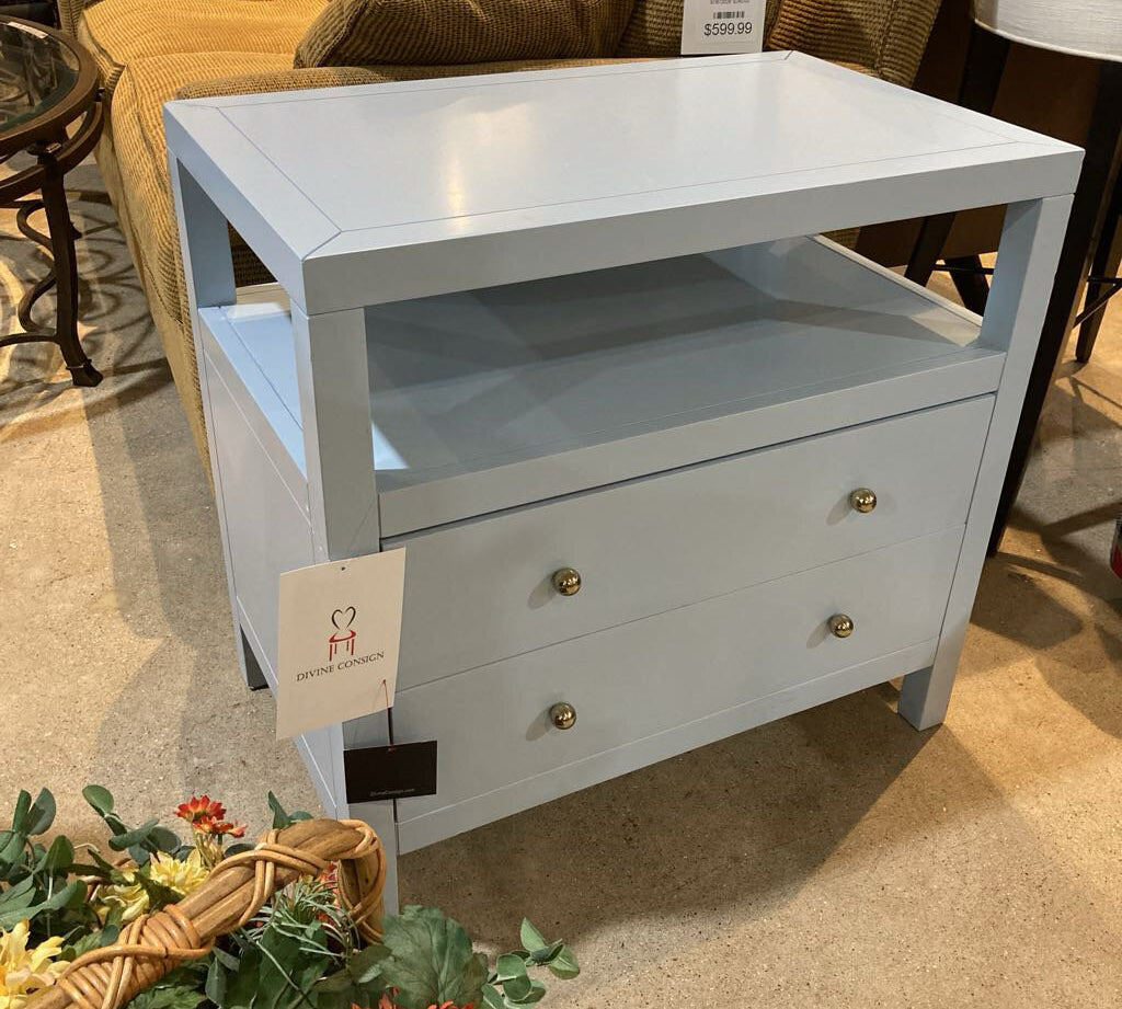 Celine 2-Drawer NIGHTSTAND Light Blue/Gold 28w17d27h